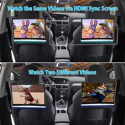 Miniatura 6 de Reproductor de video dual de 133 pulgadas con WiFi reposacabezas de TV Android 100 sistema de entretenimiento trasero para automóvil espejo de