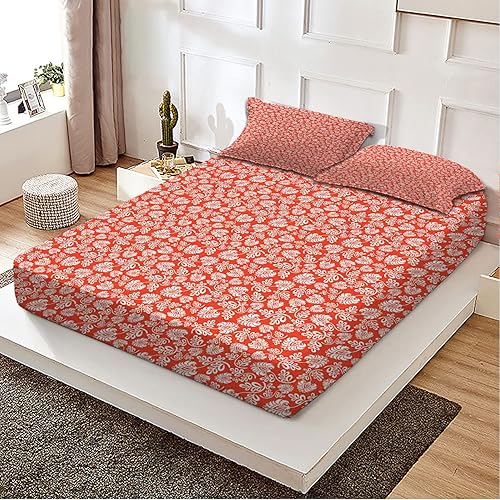 Miniatura 2 de Sábanas bajeras de tamaño matrimonial, diseño de patrón Nouveau, juego de ropa de cama de 3 piezas con estampado decorativo, sábana bajera de