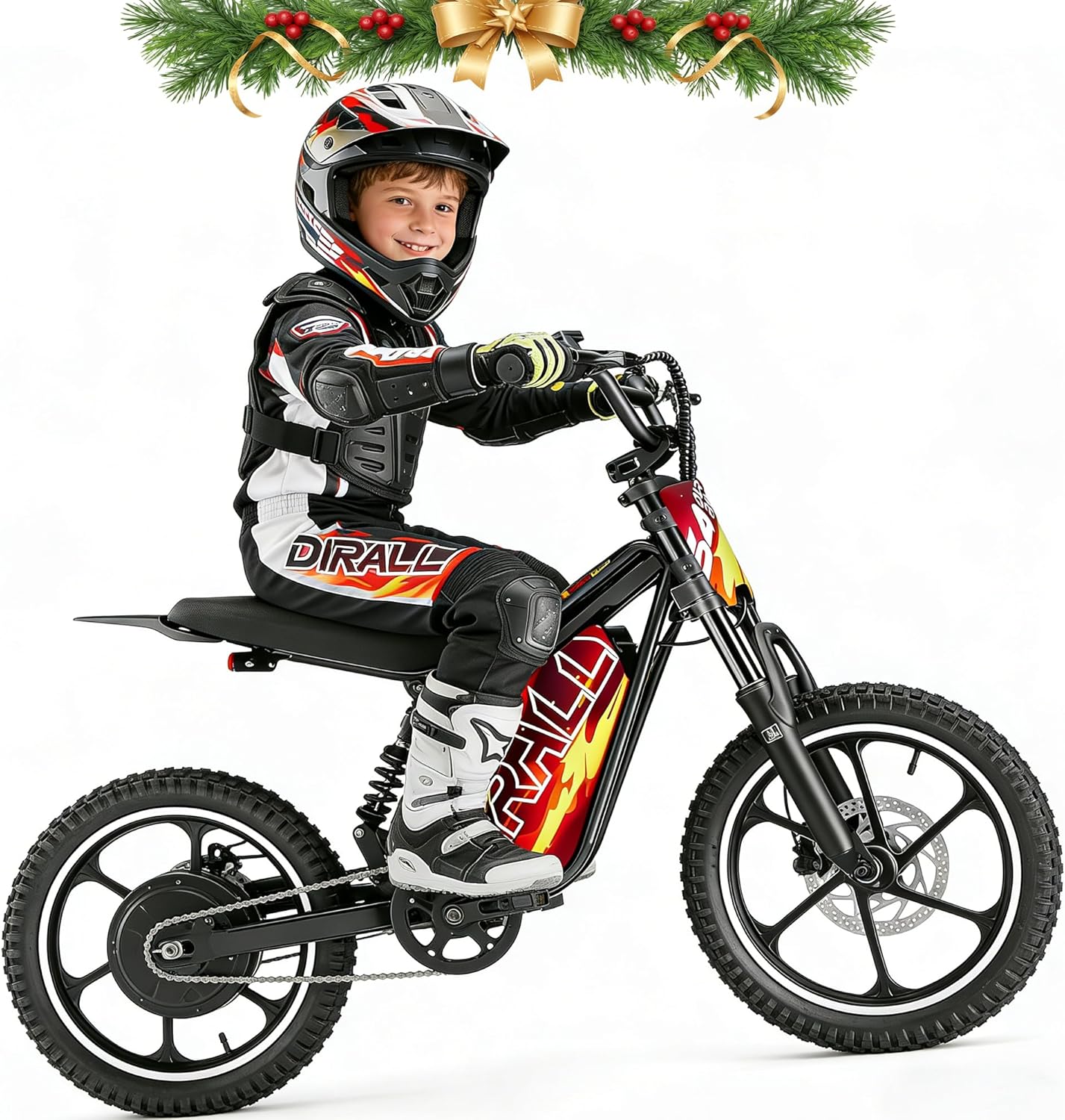 eAhora S4 Young 36V Electric Dirt Bike for Kids 8-14, 800W Kids Electric Bike 3-Speed Adjustable Up to 18.6MPH, 28 Miles Long Range Electric Off-Road Bike for Kid, Full Suspension, Red