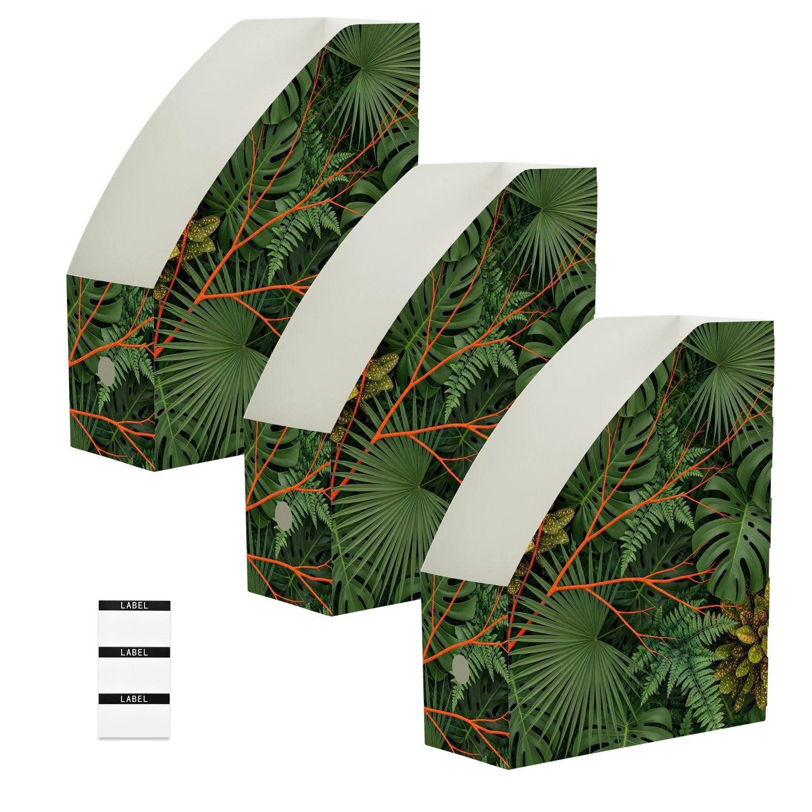 Portariviste da ufficio con foglie tropicali verdi
