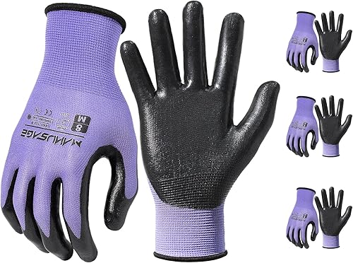 Miniatura 1 de MANUSAGE Guantes de trabajo de seguridad, guantes de trabajo de nitrilo para hombres y mujeres, guantes de trabajo con dedos para pantalla táctil,