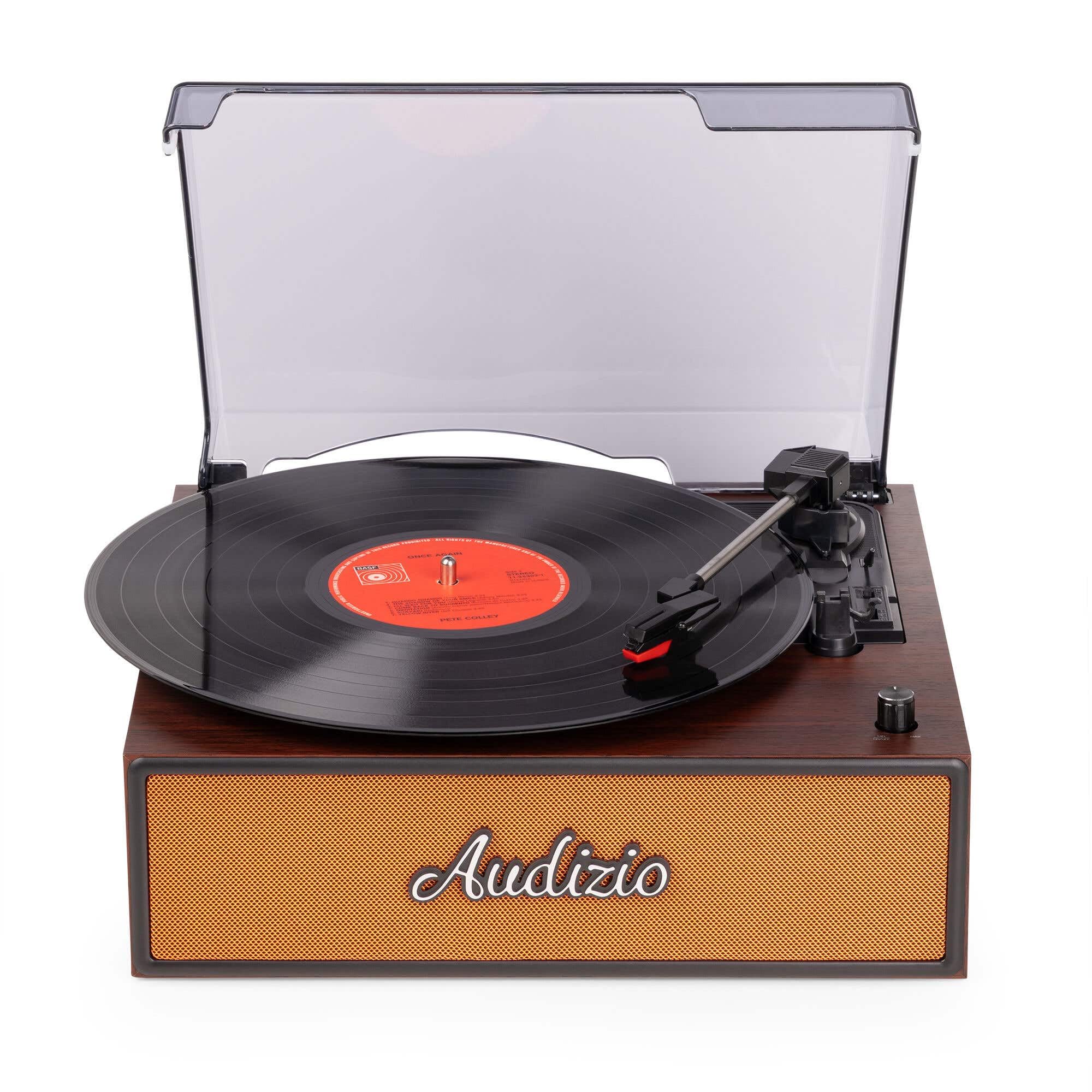 Audizio Reno – Giradischi con altoparlante Bluetooth – Retro Giradischi – Lettore in vinile per 33/45/78 RPM, Turntable in vinile con trasmissione a cinghia, giocatori vintage – rame