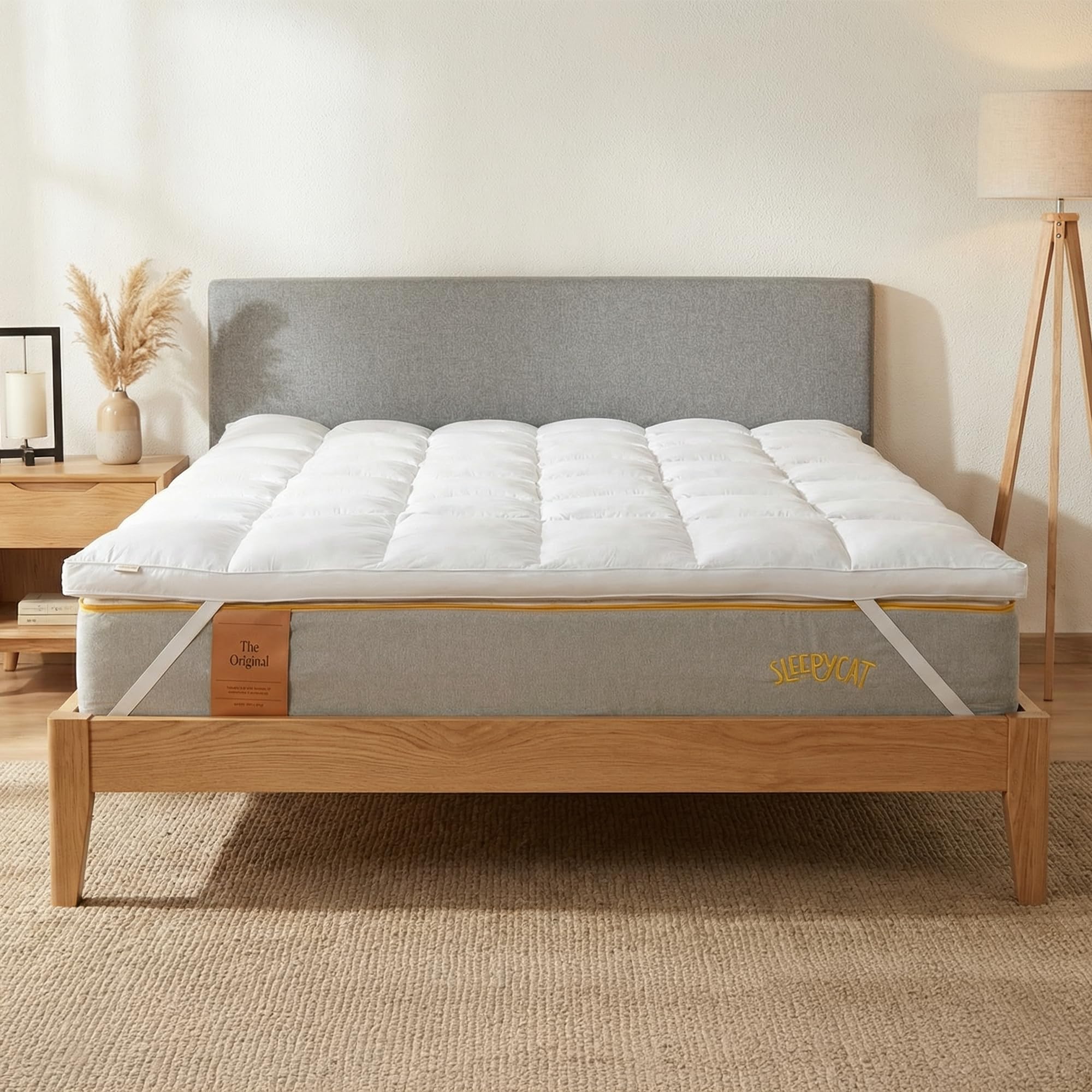 SleepyCat Cotton Microfiber Soft Mattress Topper | Baffle Box Quilting 2 Inch Thickness & Breathable Fill Pefect for All Sleepers (Queen, 75X60 Incheswhite)-image-6