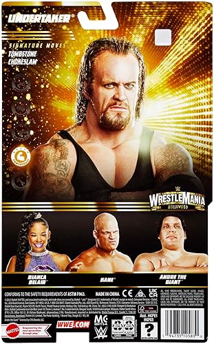 Miniatura 6 de Mattel WWE WrestleMania Undertaker Figura de acción, coleccionable con 10 puntos de articulación y detalles realistas, 6 pulgadas