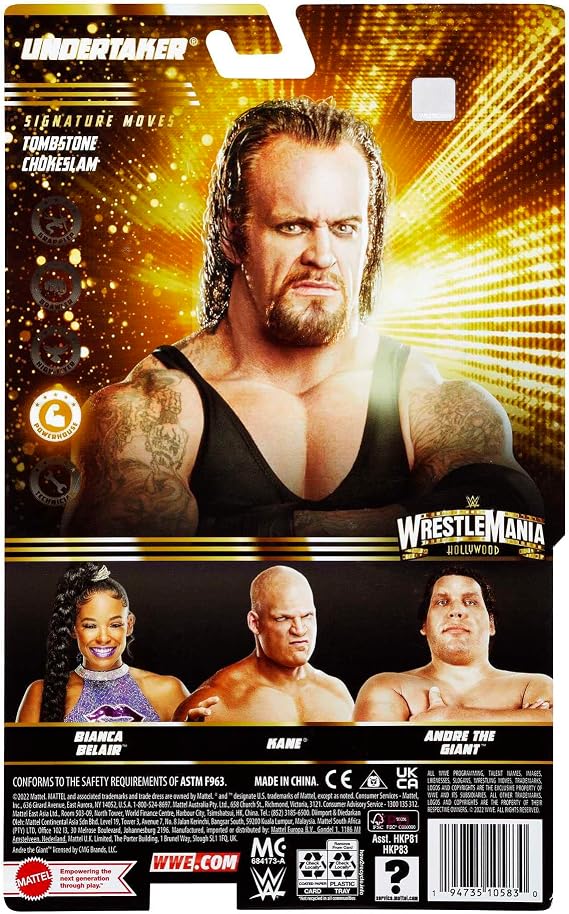 Mattel WWE WrestleMania Undertaker Action Figure , Collectible with 10 Points Articulation & Life-like Detail, 6-inch