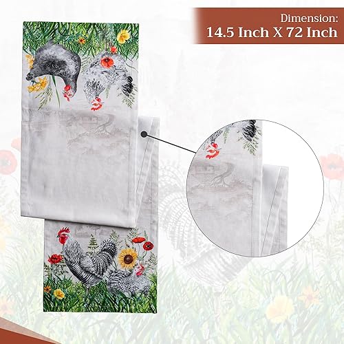 Miniatura 4 de Maison d' Hermine - Camino de mesa 100 % de algodón, 14.50 x 72 pulgadas, decorativo, para comedor, fiestas de bufé y campamento, Basse Cour (una