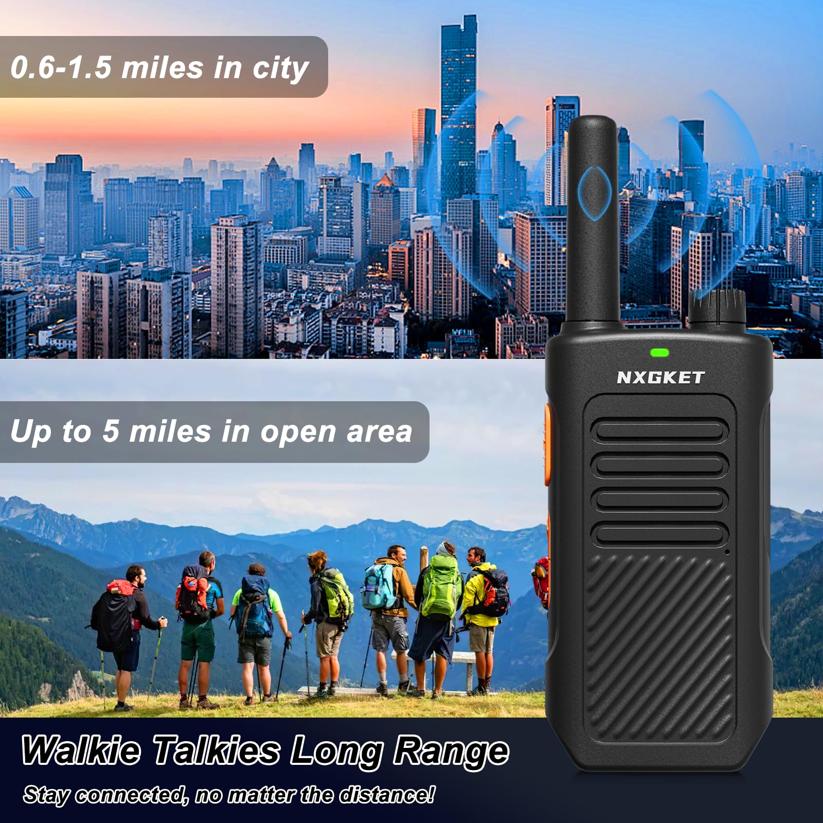 Walkie Talkies for Adults, 2 Pack Rechargeable Walkie Talkies Long Range Two Way Radios with 16 FRS Channels, 1500mAh Battery for Camping, Hiking and Cruises - 3