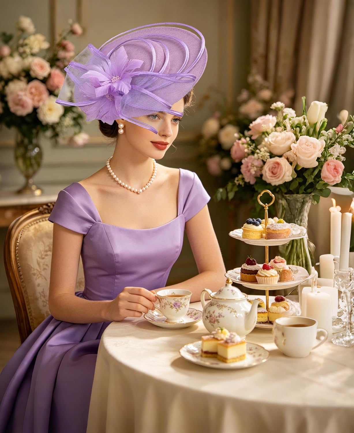 Kidukso Women Fascinators for Tea Party Hat 1920s Flower Headwear for Derby Hats Church Cocktail Wedding
