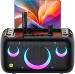 Karaoke Machine for Adults with Lyrics Display & 32GB Tablet, 2 Wireless Microphones, 300W Peak PA System & Bluetooth Speaker, 4 DJ Lights, Portable Karaoke Speaker with Mic for Home Party/Outdoor