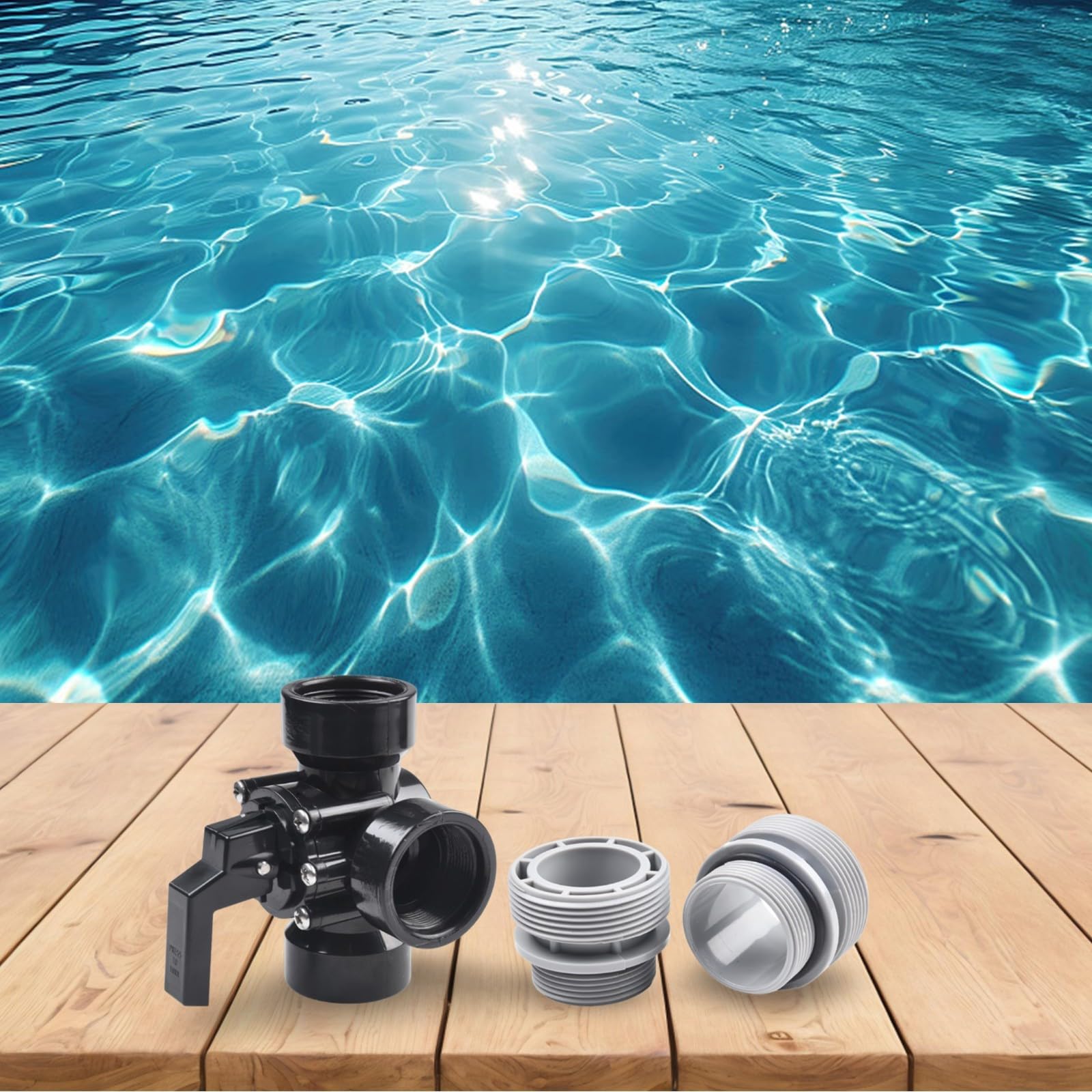 Valvola a 3 Vie per Pompa Piscina 4517 Spa - Raccordo Tubo ABS Nero 1.5 Pollici con Filettatura Maschio per femmina per Manutenzione Acqua