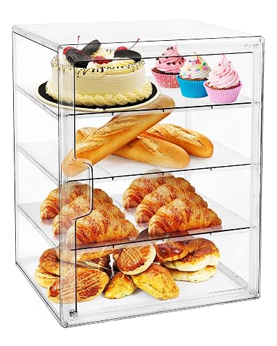 Pastry Display Case Bread Box for Kitchen Countertop 4-Layer Adjustable BreadBox