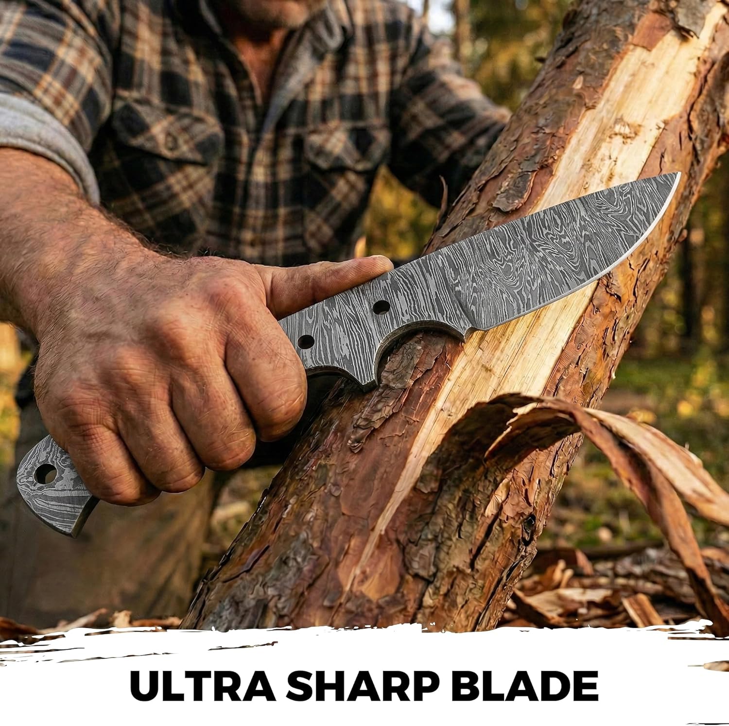 ColdLand 6" Damascus Steel Knife Making Kits - Knife Making Supplies Include Blank Steel Damascus Blade, with Sheath, Wood Handle Scales - Build your Own NB105
