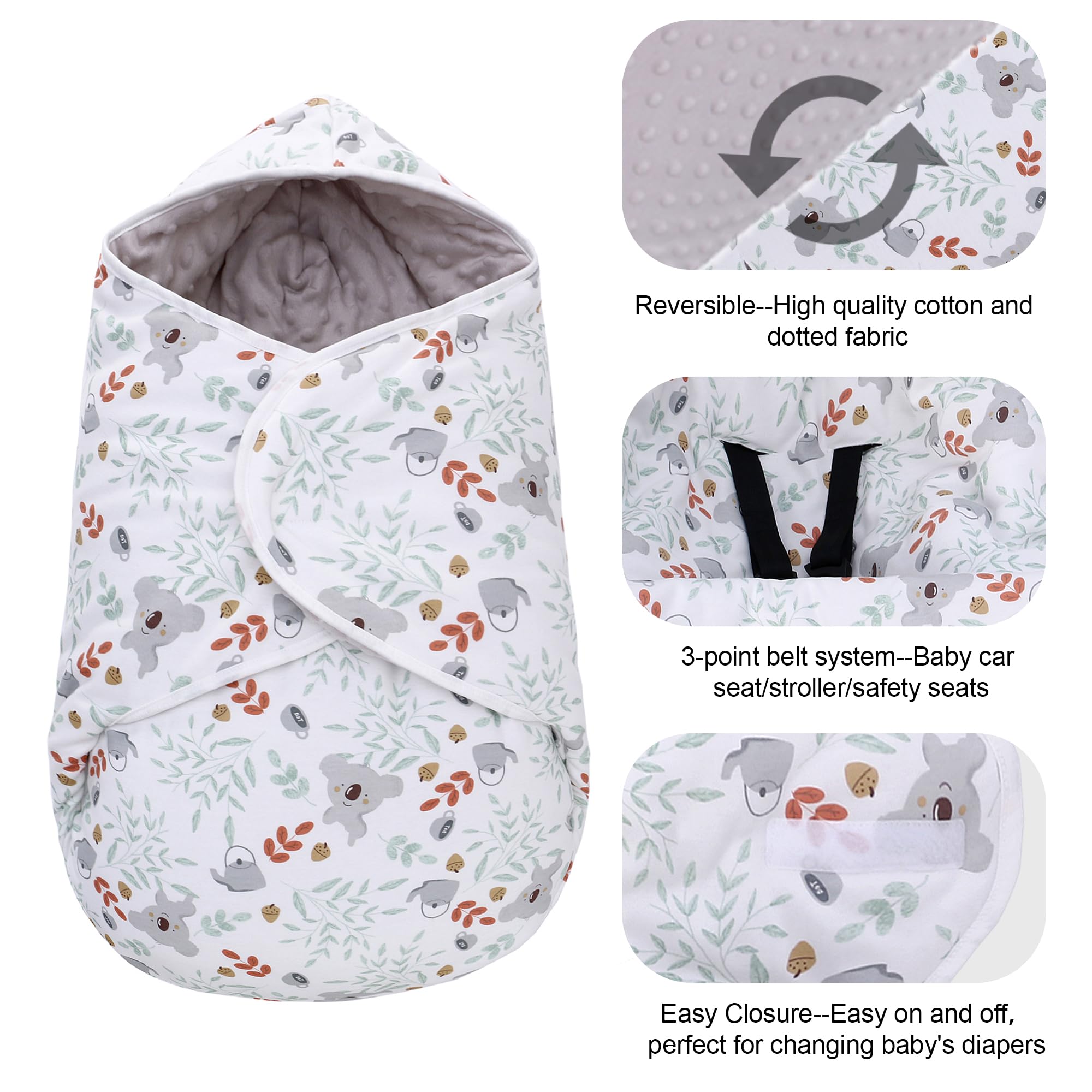 Miracle Baby Couverture D'emmaillotage Hiver Bébé, Chancelière Universelle, Couverture Enveloppante Bébé pour Poussette, Siège Auto, 3-12 Mois