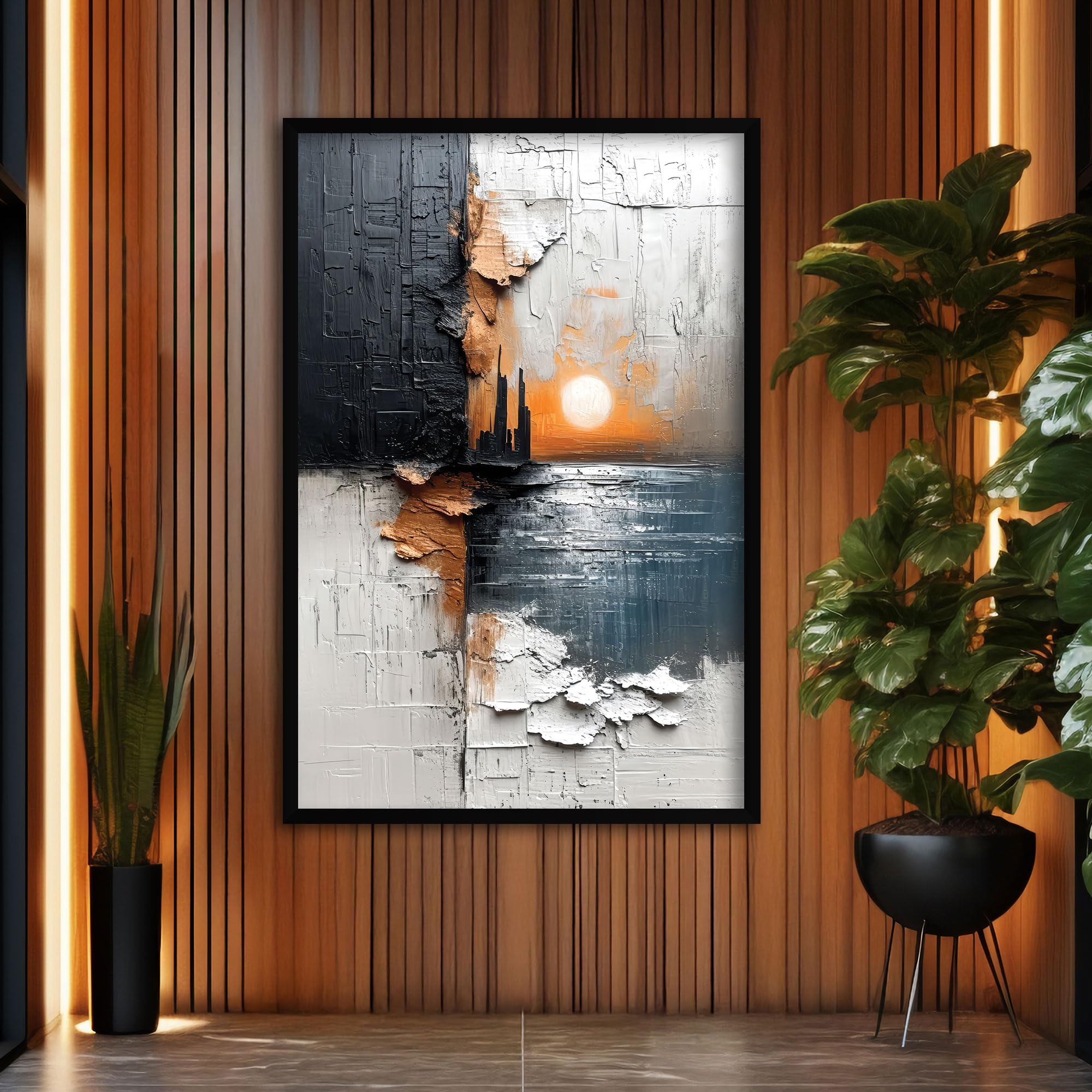 The Castle Decor Abstract Wall Art | Big Size Modern Framed Painting for Living Room & Bedroom Decoration | Premium Gifting (20x30 Inches) (Design-5)-image-10