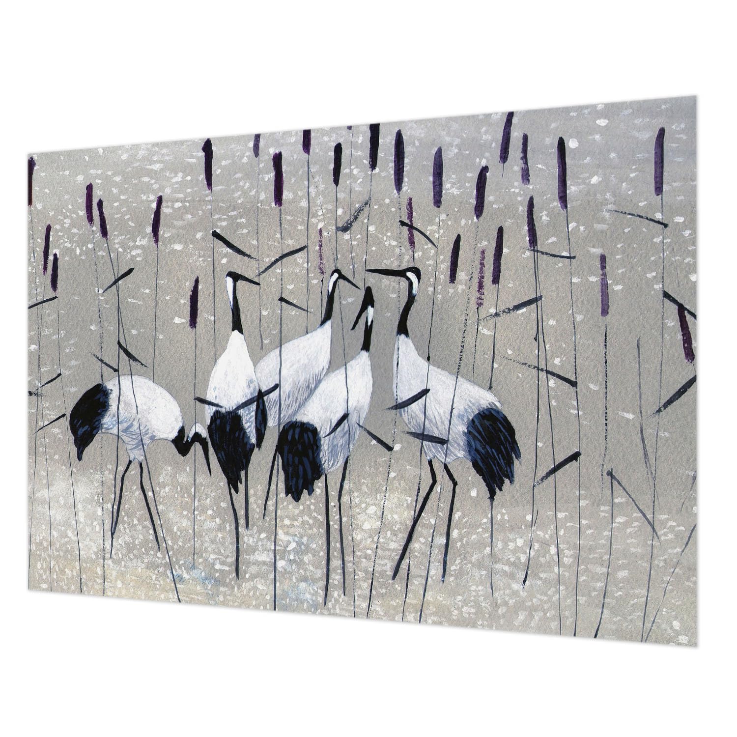 Tapisserie intissée 208x146 cm avec grues harmonieuses et colle