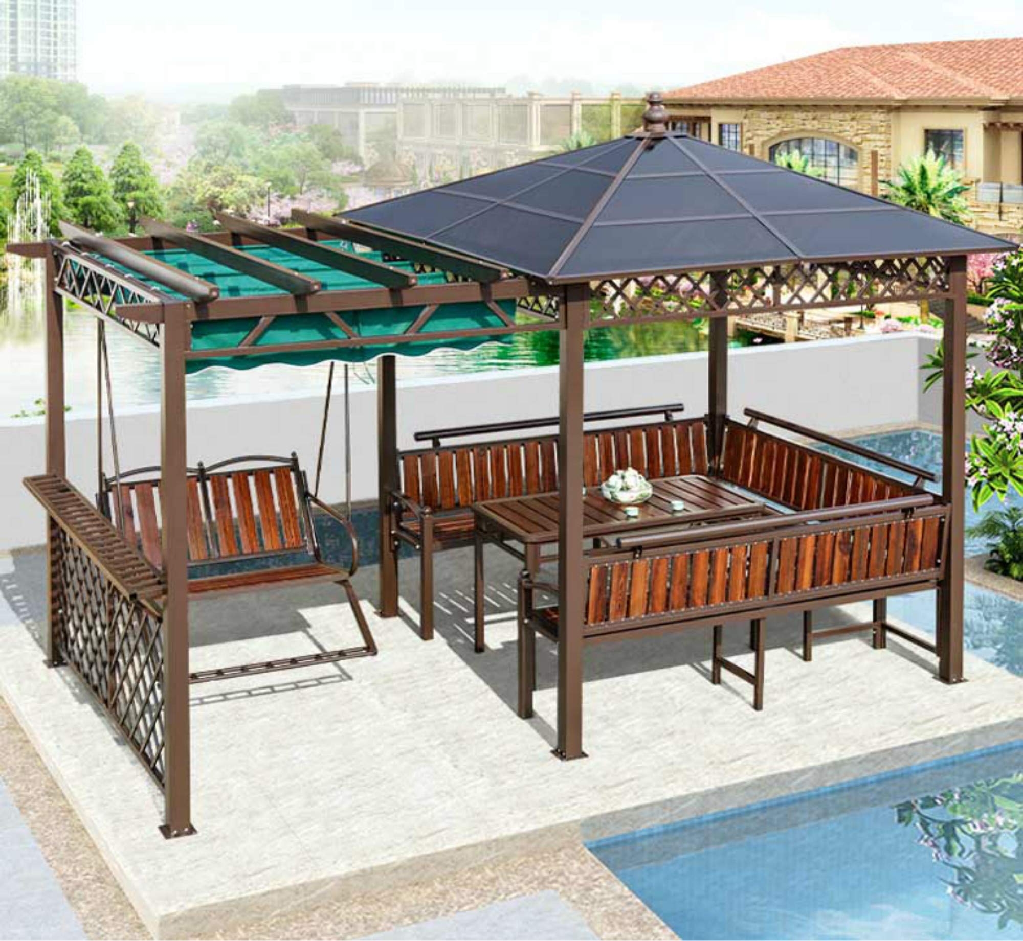 Buy NanTaoYan Outdoor Steel Hardtop Permanent Single roof Hard top