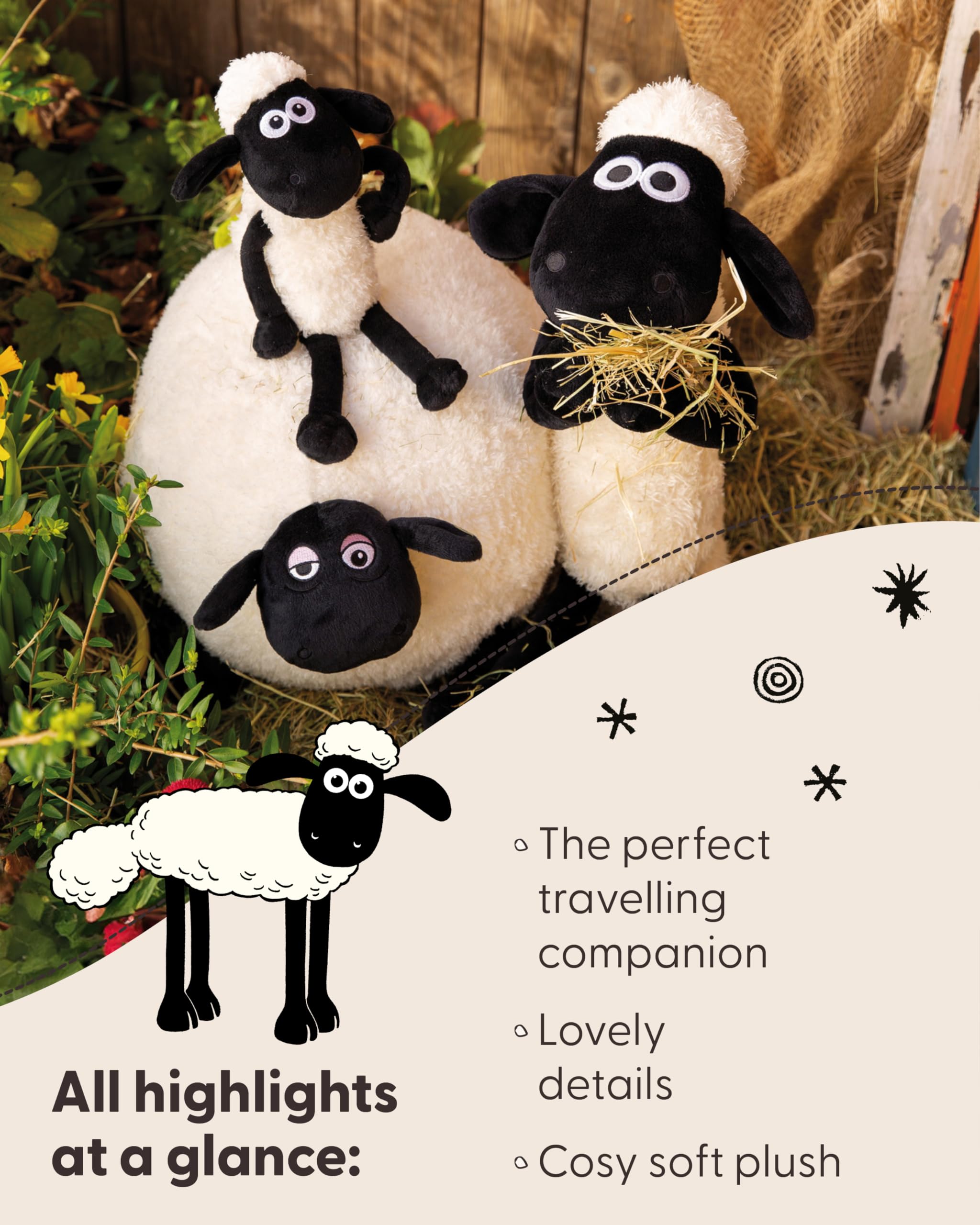 NICI poduszka na szyję dla dzieci Shaun the Sheep 25x25cm - Poduszka na szyję - Puszysta poduszka dla dzieci dla dziewczynek i chłopców - Idealna jako poduszka podróżna - 49655
