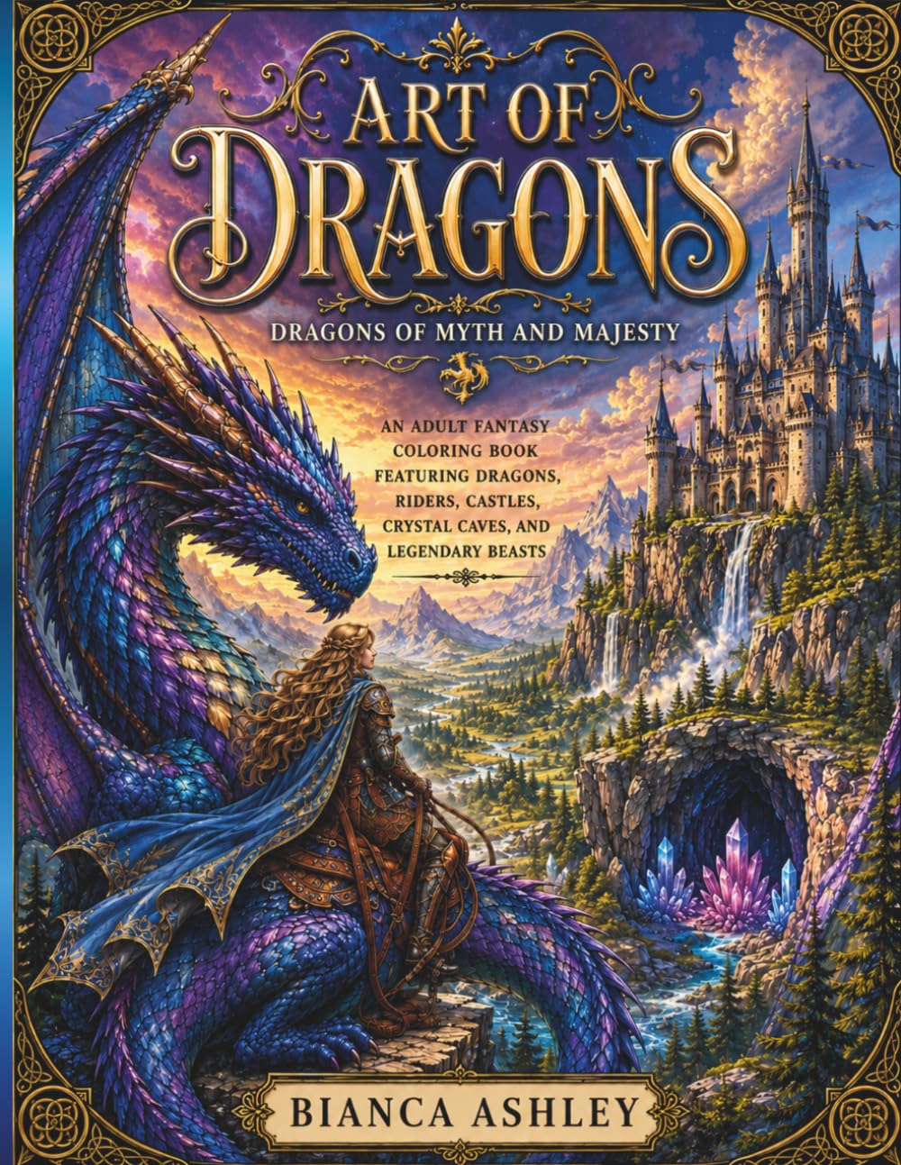 Art of Dragons: An Adult Fantasy Coloring Book Featuring Dragons, Riders, Castles, Crystal Caves, and Legendary Beasts