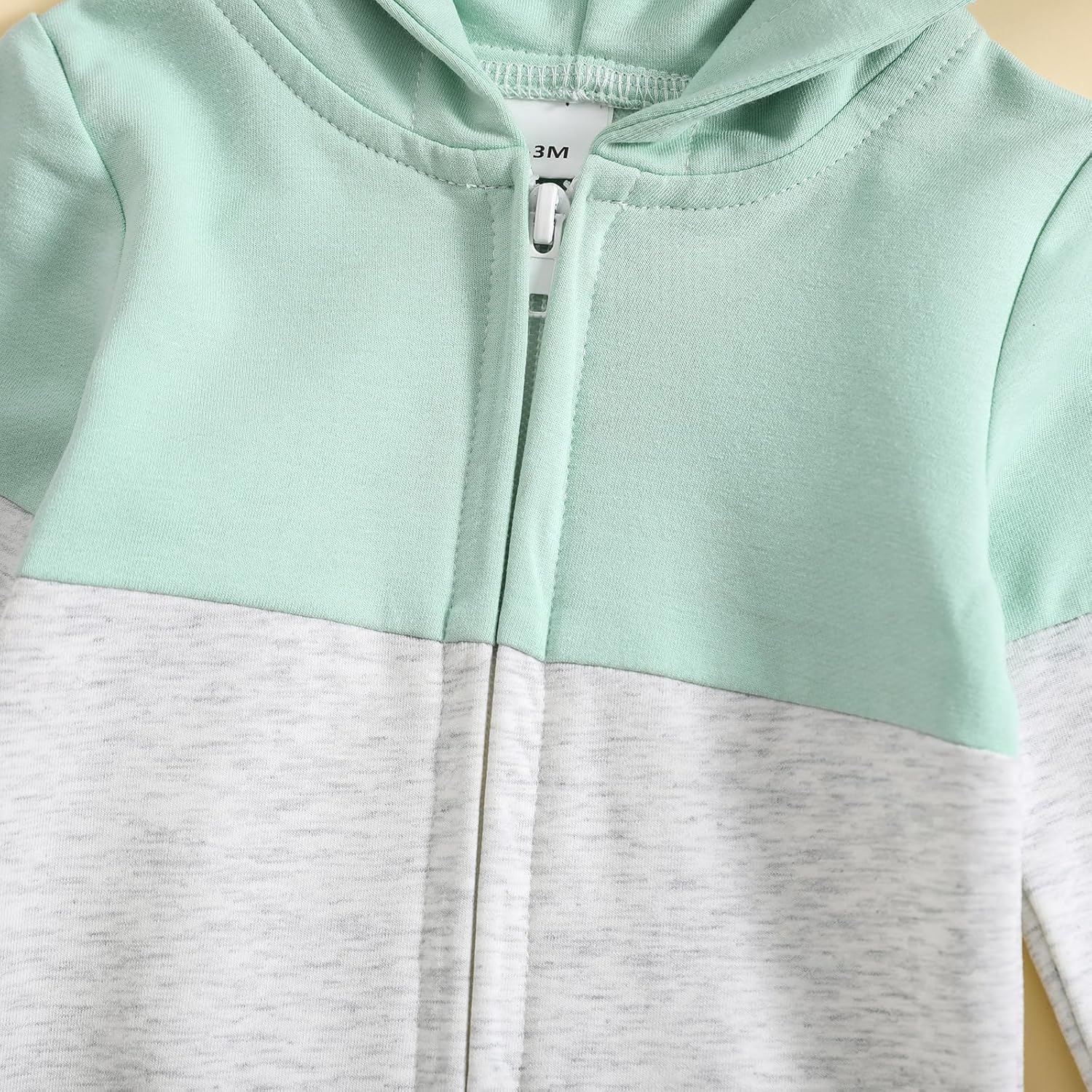 allshope Newborn Baby Boy Fall Outfit Romper Long Sleeve Hooded Contrast Color Zipper Jumpsuit Bodysuit Infant Clothes - Image 5