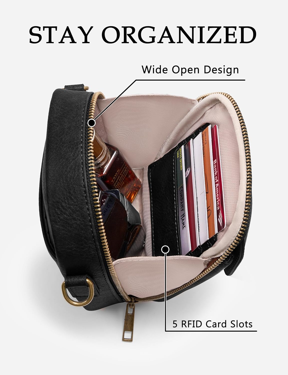 Yarnic Small Crossbody Bag, Vegan Leather Cell Phone Purse for Women, Vintage Wallet Bag with Card Slots - Image 5