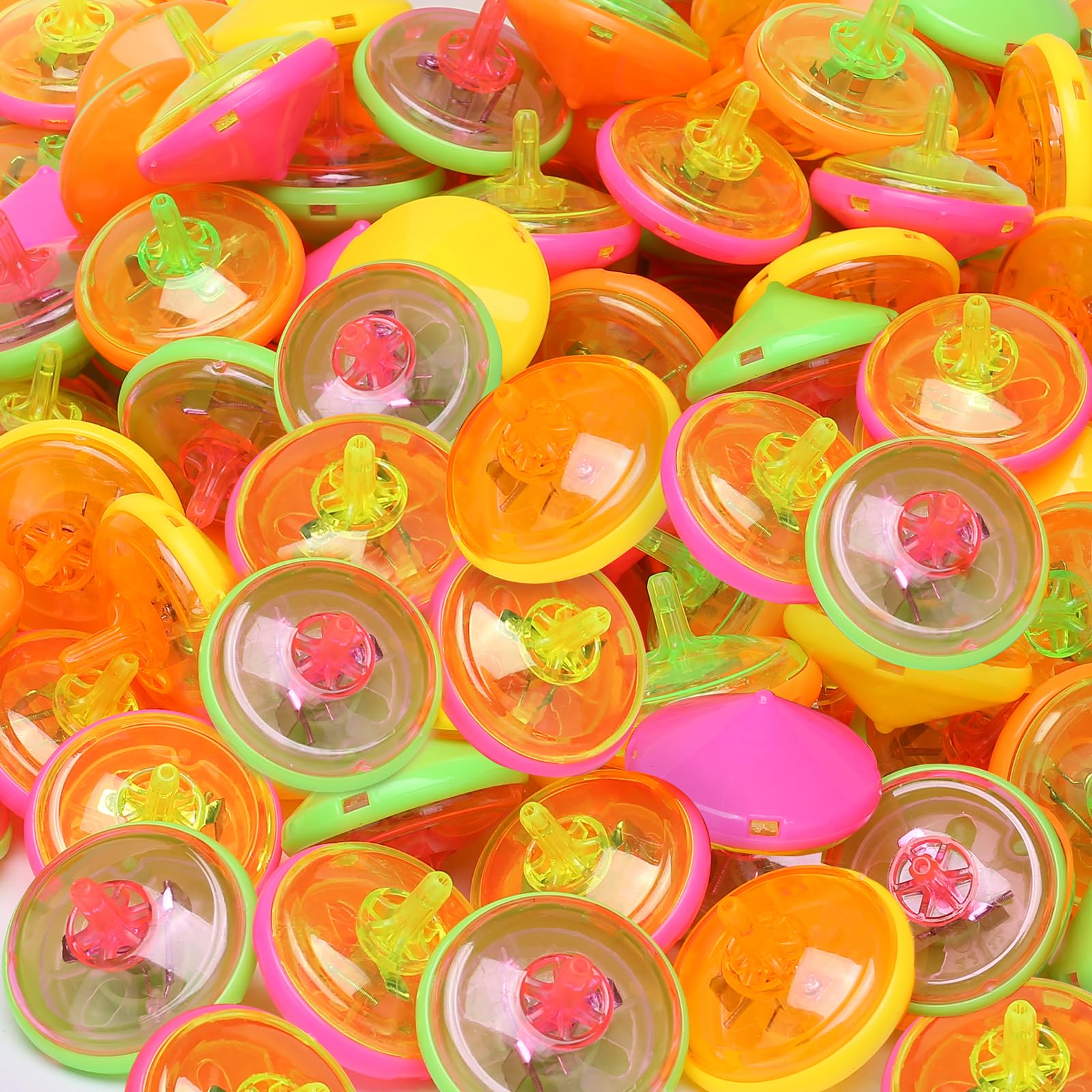 Juego de 50 piezas de camisetas giratorias iluminadas para niños, mezcla de 4 colores, camisetas intermitentes LED, juguetes a granel, recuerdos de fiesta de Navidad, premios de Halloween, recompensas 2