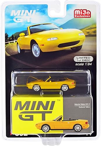 Mazda Miata MX-5 (NA) Convertible Sunburst Yellow Edición Limitada a 2400 Piezas en todo el mundo 1/64 Modelo de auto fundido a presión por True
