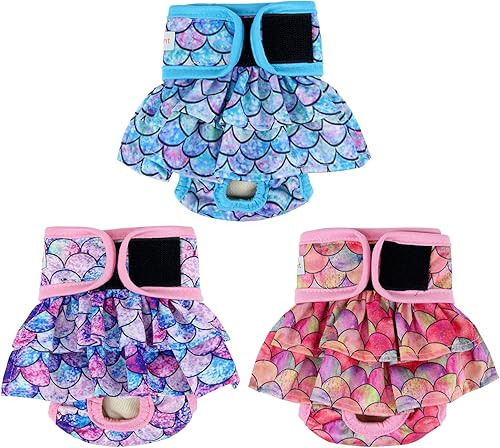 Langsprit Pañales para perras (3 unidades), lavables sin fugas, altamente absorbentes para perros en celo, incontinencia, micción excitable o
