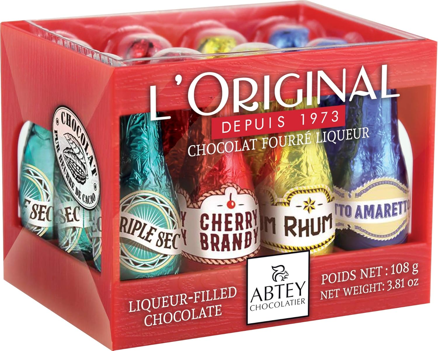 ABTEY LiqueurFilled Chocolate Casier Rouge L’Original 108g 12