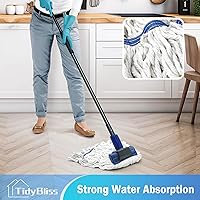 Vista 2 de Trapeador comercial resistente, mango largo de 57.5 pulgadas de largo con extremo de bucle, trapeador industrial profesional de algodón seco húmedo