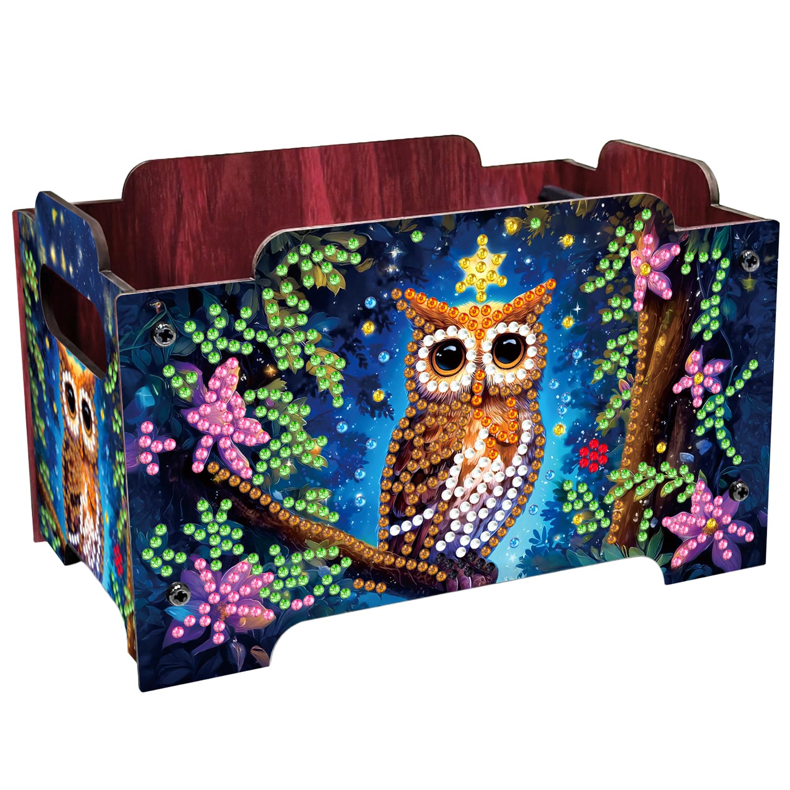 5D Diamond Painting Snack Storage Box – DIY Diamond Art Colored Pattern Wood Case fortial Drill Rhinestones Decorative Wooden Crystal Mosaic Storage Container for Home Dresser Desk Decor