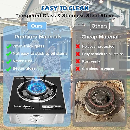 Miniatura 4 de Estufa de propano de un solo quemador de 15000 BTU, estufa de propano portátil de gas 1 quemador, estufa de propano de camping con manguera