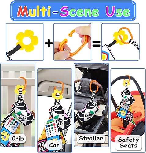 Miniatura 4 de 3 juguetes para bebés de alto contraste en blanco y negro de 0 a 6 meses para recién nacidos juguetes sensoriales para bebés de 0 3 4 6 9 12 meses