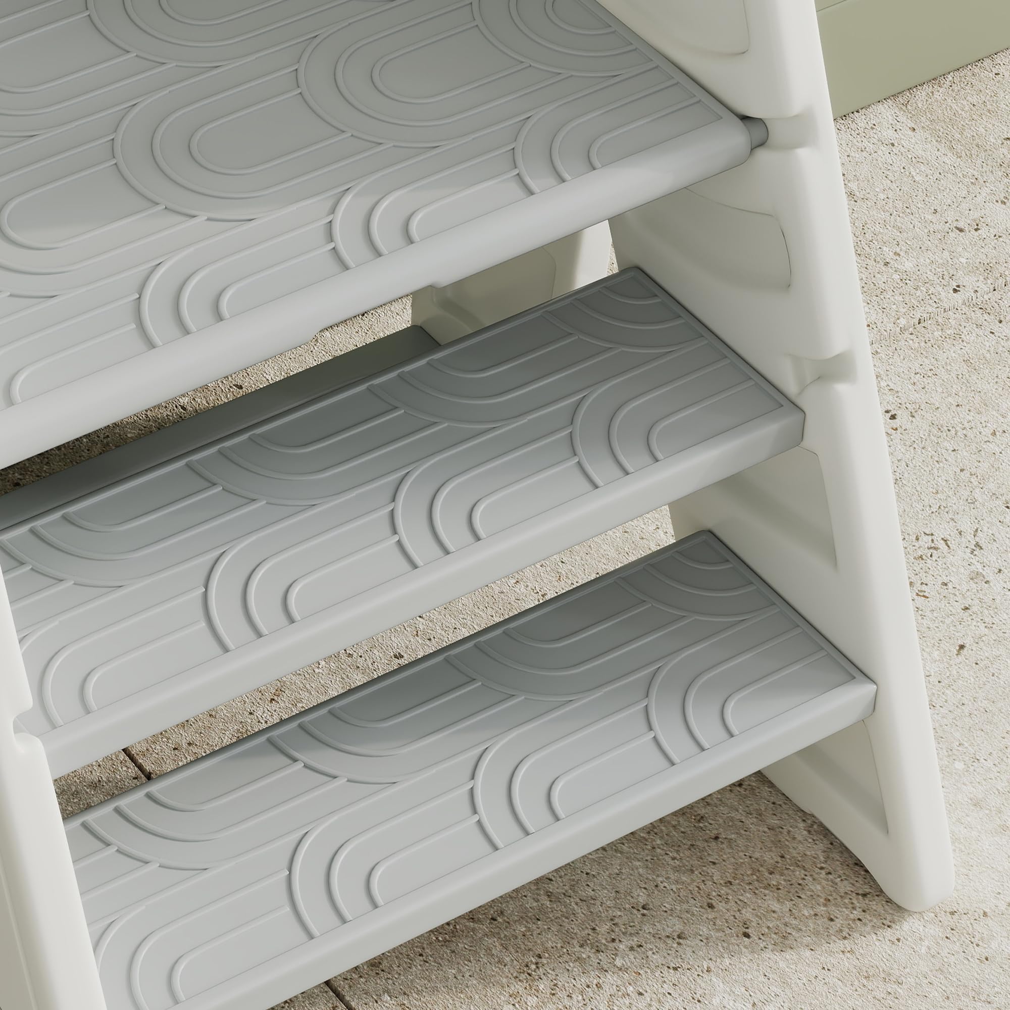 AIYAPLAY Marche Pied pour Enfant 3 marches, Pliable, avec poignées, Gris | Marchepied de cuisine pour enfant, hauteur ajustable, surface antidérapante, pour salle de bain, cuisine