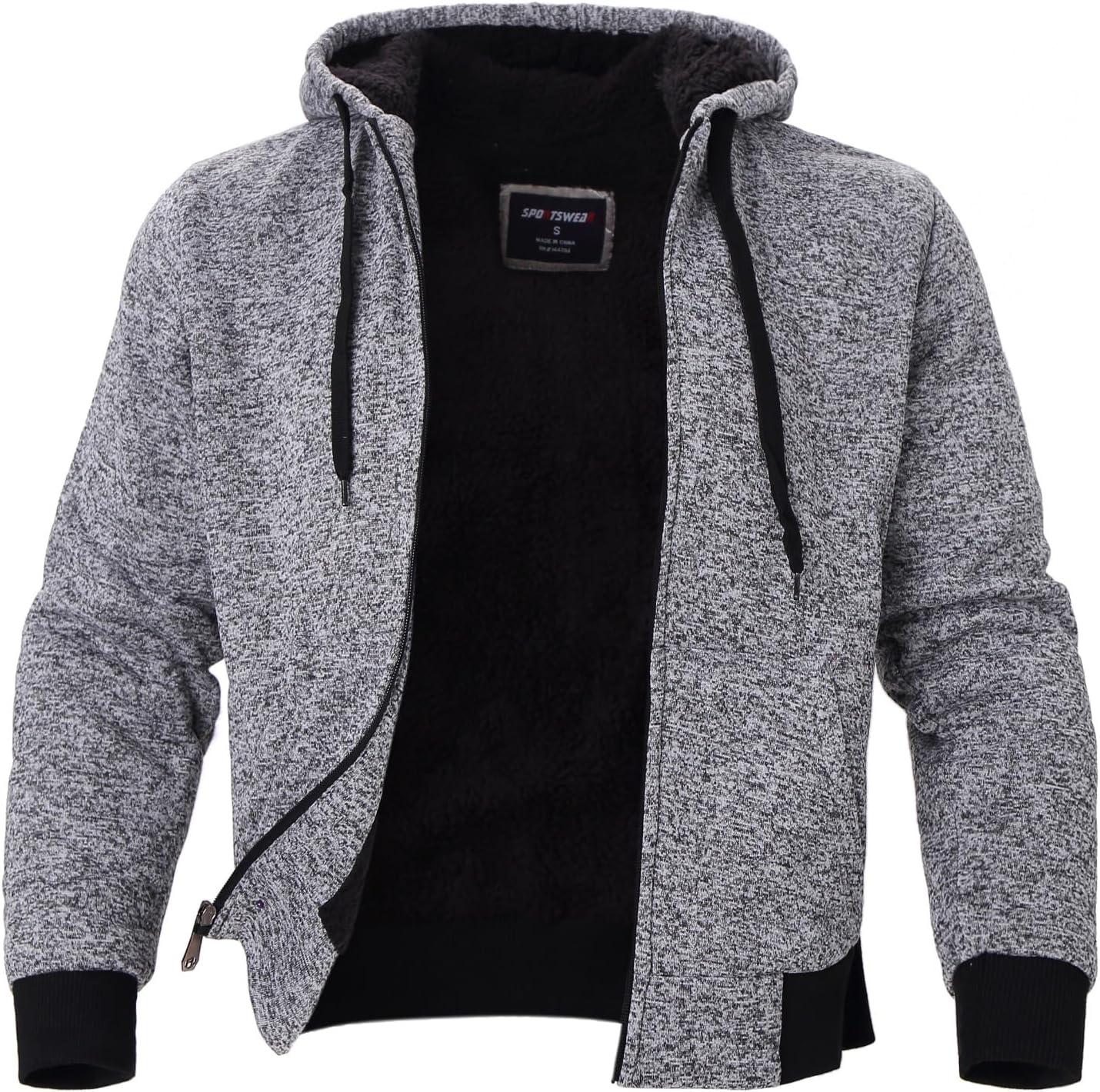 LeeHanTon Sherpa Lined Hoodies for Men Heavyweight Full Zip Up Sweatshirt Thick Fleece Winter Warm Work Jackets Plus Size - Image 2