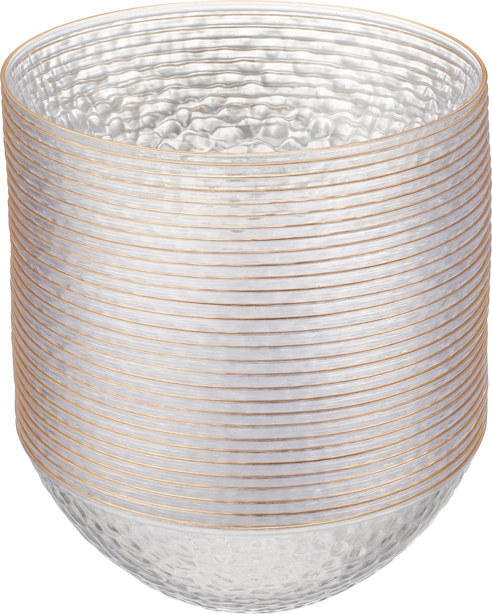 PLASTICPRO 30 Pack Hammered Plastic Plates Heavyweight Disposable Plastic Plates Elegant Clear Hammered Rim Platsic Party Dishes (Hamered Clear With Gold Rim, 7'' INCH PLATES) — view 43