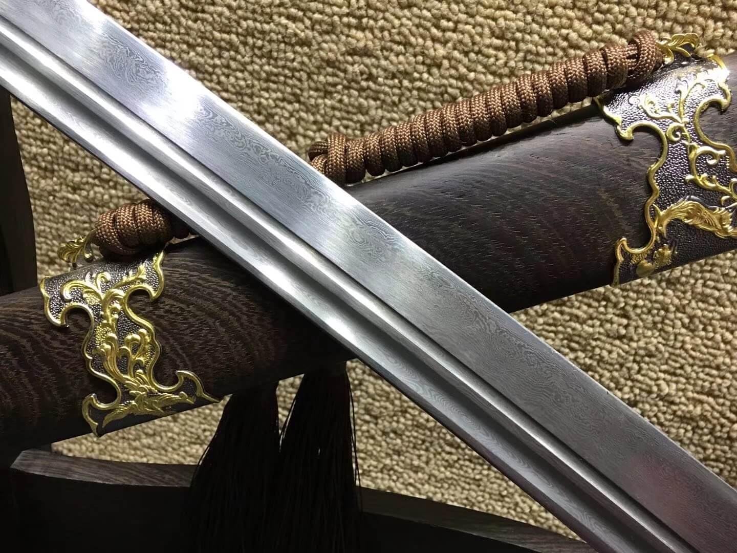 Dao jian,Broadsword,Handmade Folding Steel Blade,Rosewood Scabbard,Alloy Fittings