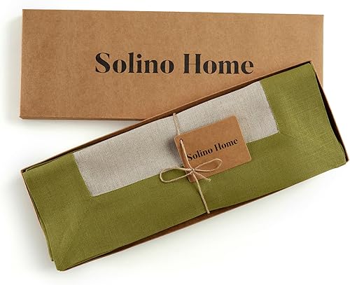 Miniatura 3 de Solino Home Contempo - Juego de 4 manteles individuales de lino 100 % puro, aguacate y manteles individuales naturales, 14 x 19 pulgadas, manteles