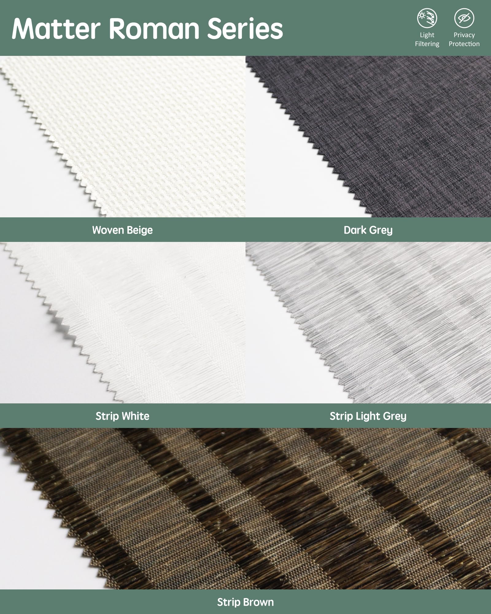 Yoolax Roman Blinds, Blinds for Windows Blackout Shades Control Roman Window Shades, Fabric Sample (Multicolor