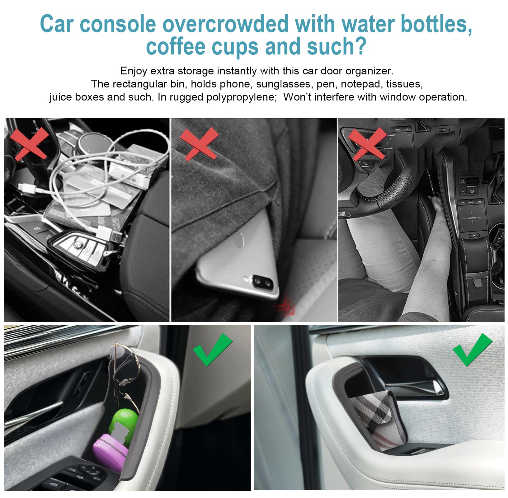 CDEFG Kompatibel mit Mazda CX60 CX80 CX-60 CX-80 2022-2024 2025 Auto Aufbewahrungsbox Autotür Box Abdeckungen Innenraum Storage Box Zubehör (Haustür + Hintertür 4 Stück)