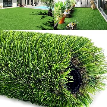 Ultrathick Turf 1.77" Pile Height Luxurious Artificial Grass Turf Lawn 3.3FT x 5FT Realistic Faux Grass Rug Garden Lawn Landscape Synthetic Grass Mat Pet Turf with Drain Holes