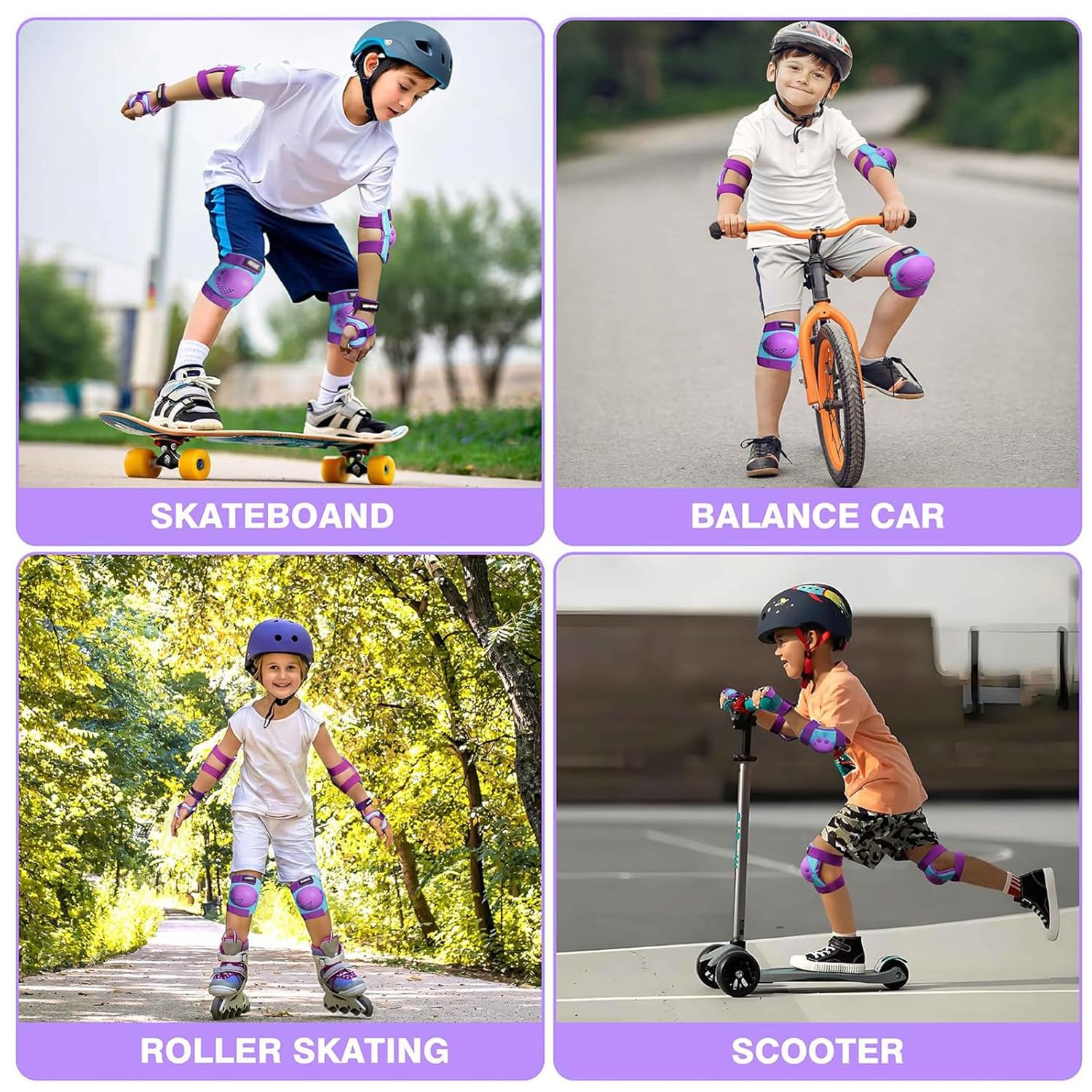 Équipement de protection pour enfants – Genouillères, coudières et poignets pour enfants de 3 à 15 ans, idéal pour le skateboard et le skateboard, les patins à roulettes, le cyclisme, le BMX