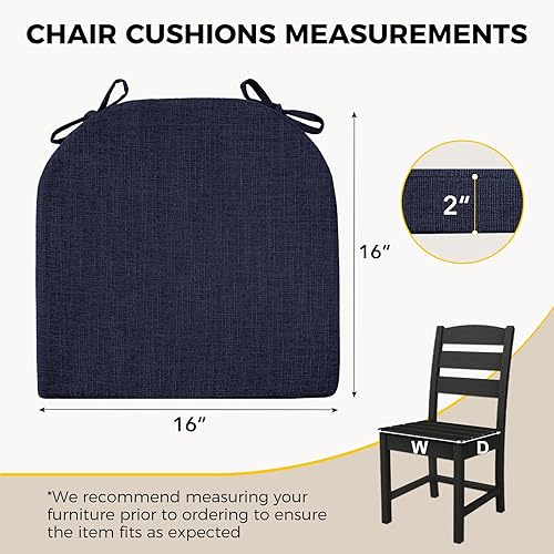 Miniatura 2 de downluxe Cojines para sillas de interior para sillas de comedor, almohadillas de espuma texturizada suaves y cómodas para sillas de cocina con lazos