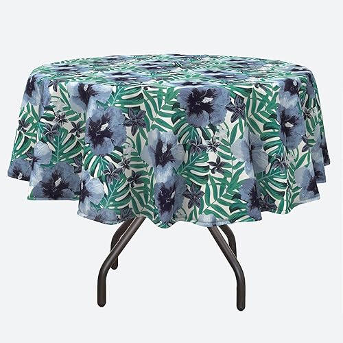 Miniatura 8 de Mantel rectangular para exteriores con agujero para sombrilla y cremallera, 60 x 84 pulgadas, mantel de picnic floral primaveraverano, tela