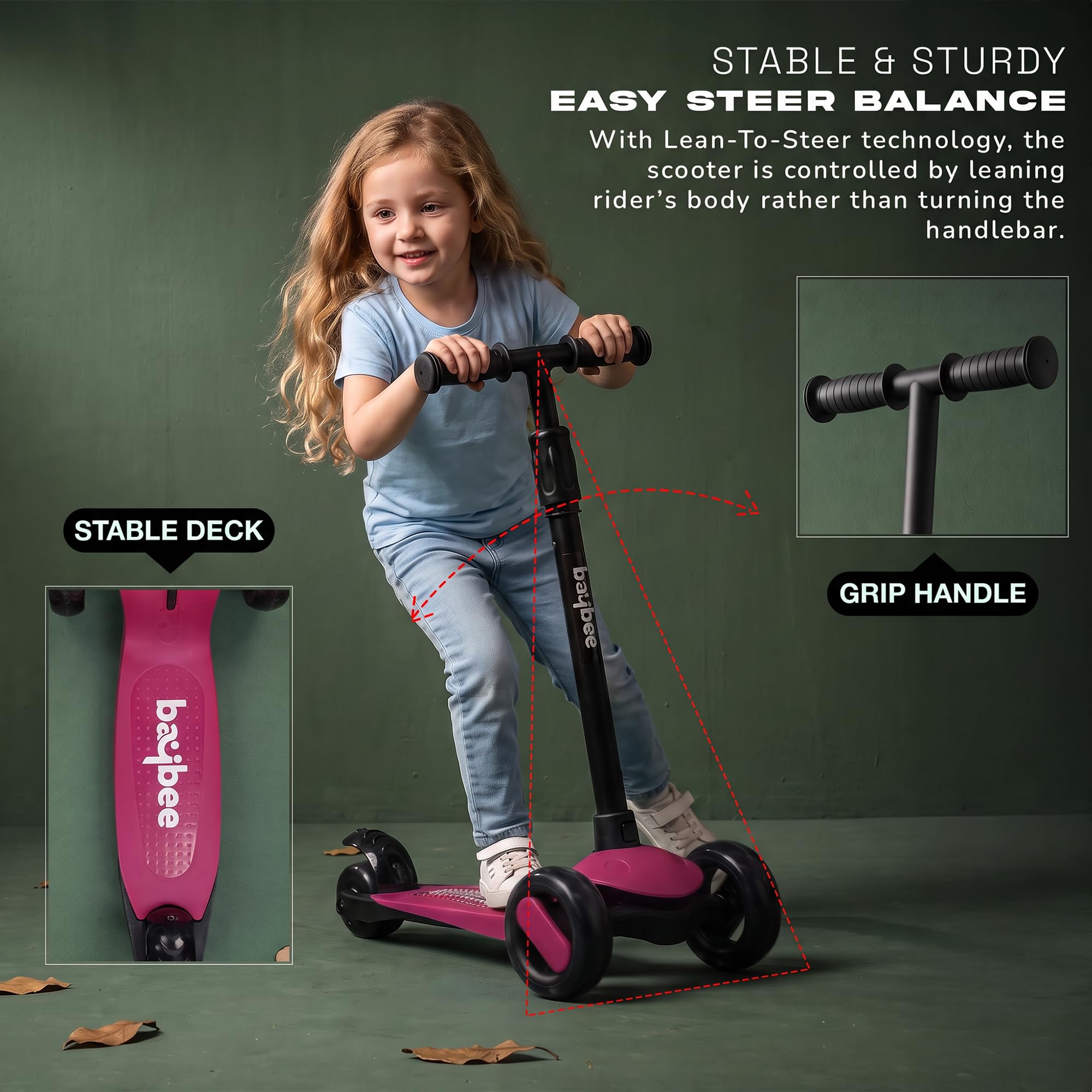 Baybee Alpha Kick Scooter - 3 Wheel Kids Scooter -6