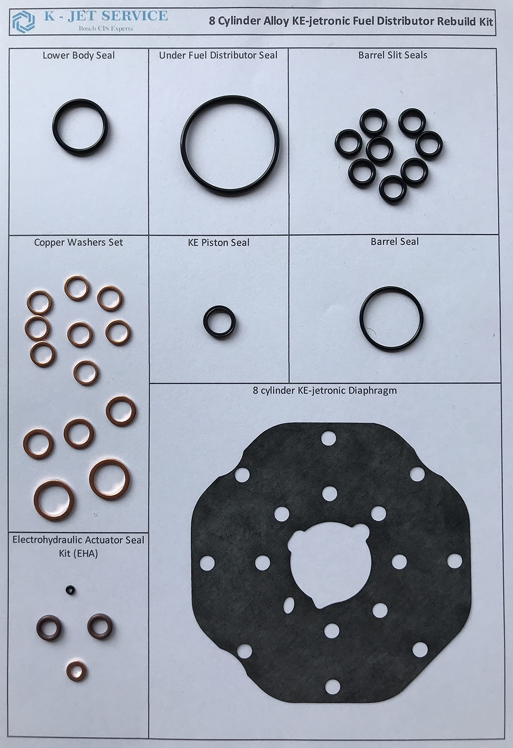Kit de reparación de divisores para todos los Bosch 8 cilindros KE-Jetronic de aluminio 0438101018 0438101016 compatible con Mercedes SL SEC SEL 500 560 420 Rolls Royce Bentley