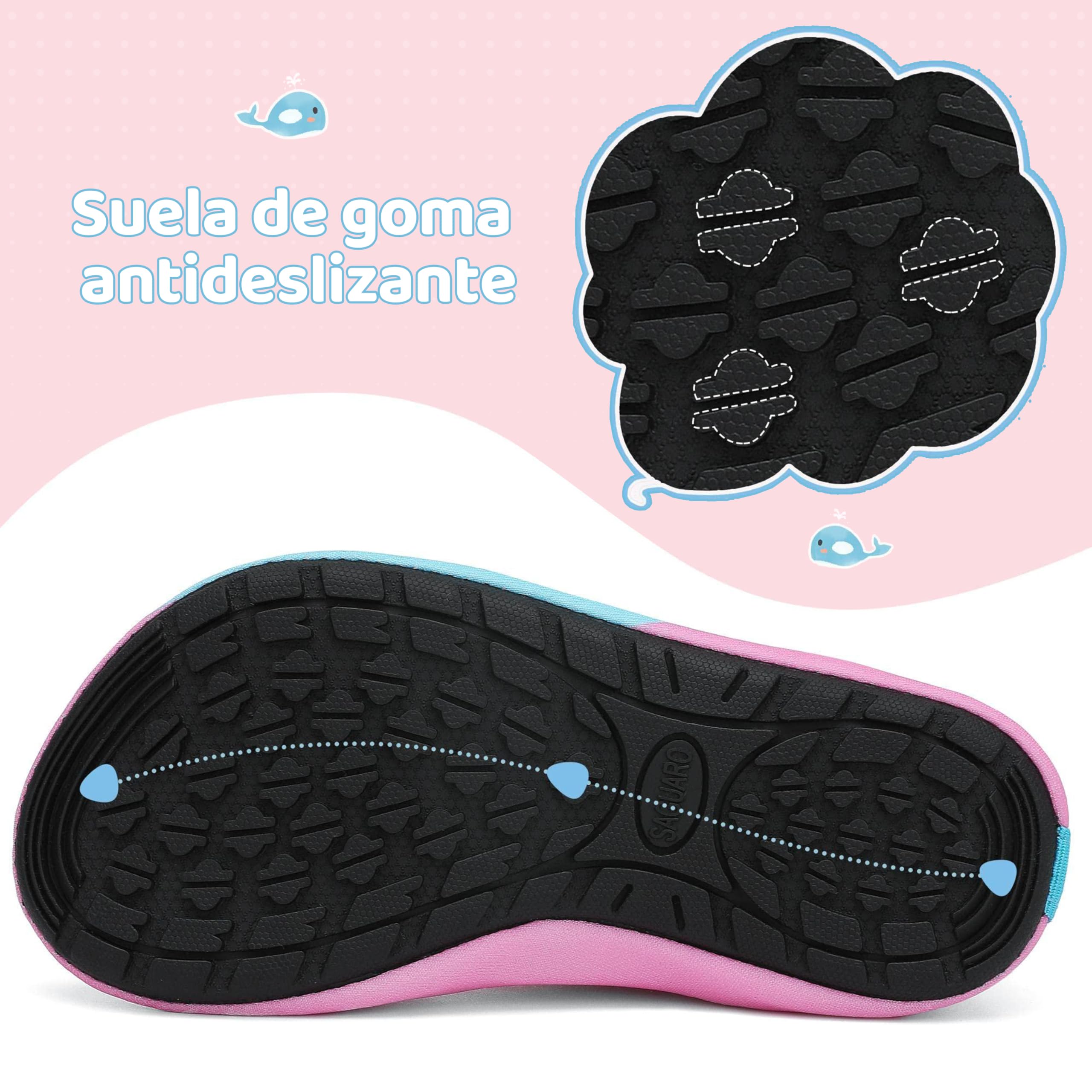 SAGUARO Niños Zapatos de Agua Descalzo Barefoot Respirable Calcetines de Natación Antideslizante de Surf Piscina Playa Yoga Calzado Talla 20-37 EU