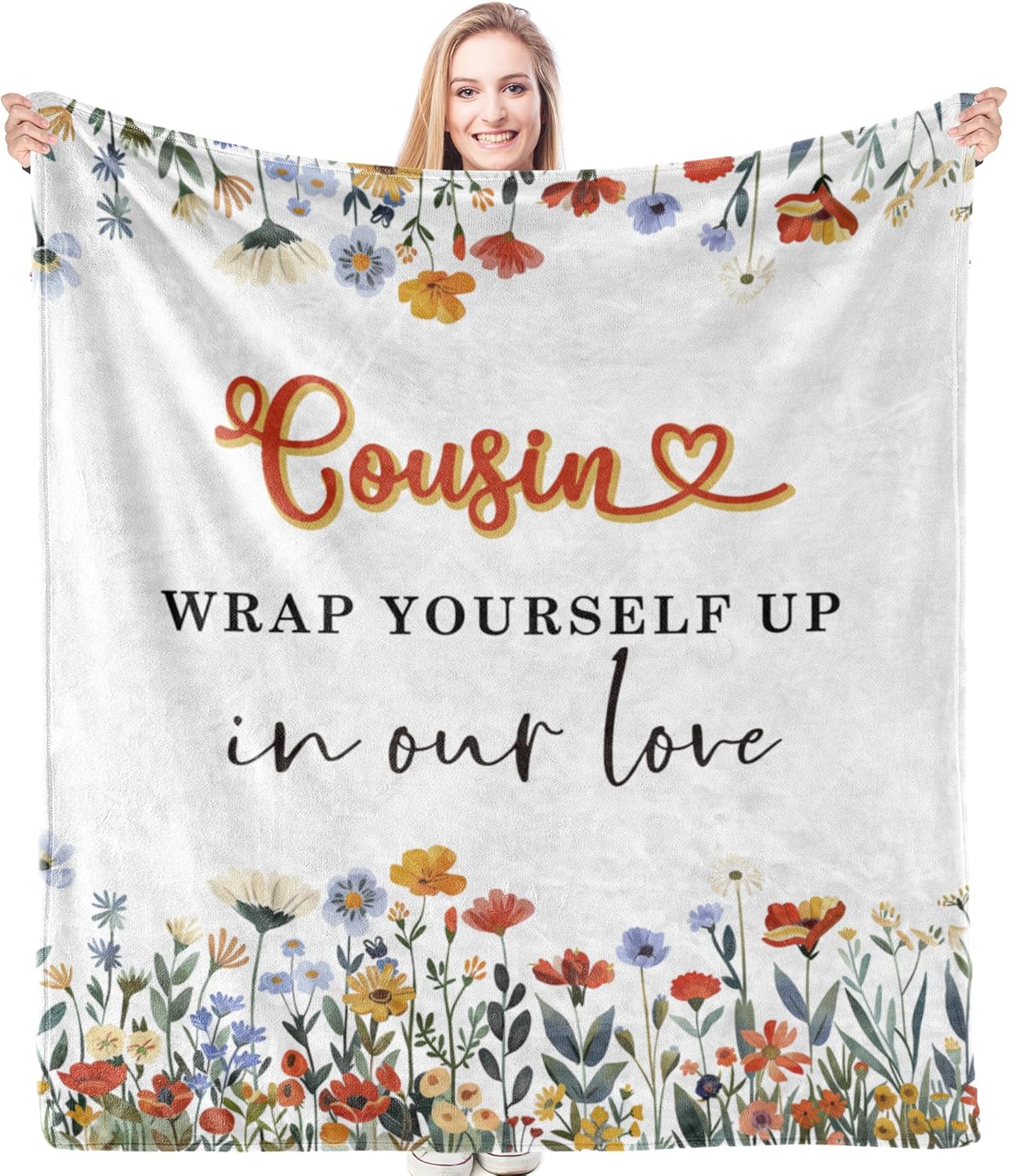 HIWX Cousin Blanket, Gifts for Cousin Female, Birthday Throw Blanket for Women, 50x60 Inches