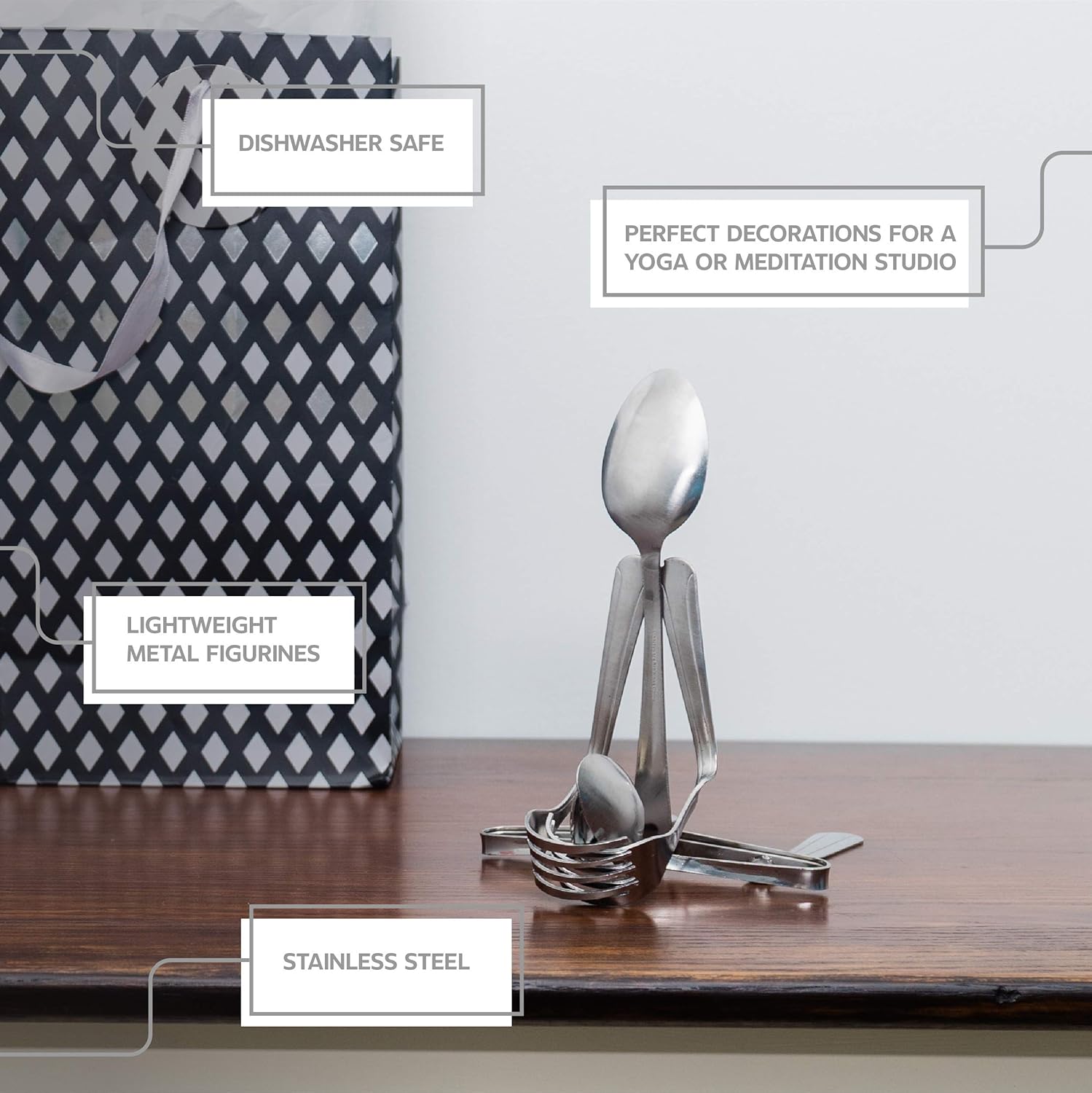 Decorative Bookends, Set of 2, Fork and Spoon (Yoga Butterfly Stretch)