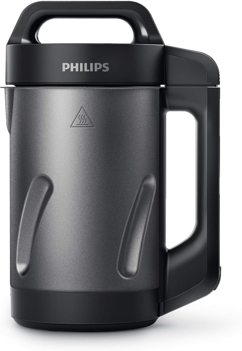 Philips Viva Collection SoupMaker, 1.2 L, Makes 2-4 servings, 6 Pre-set Programs, SoupPro Technology, Soup in Less than 18 Minutes, Eeasy Clean, Recipe Book, Black and Stainless Steel (HR2204/70)