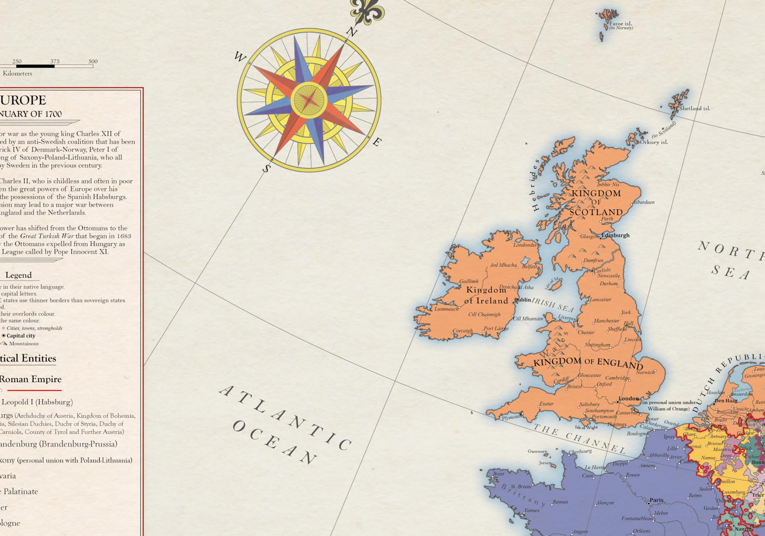Europa 1700, Mapa Histórico (100x70cm)